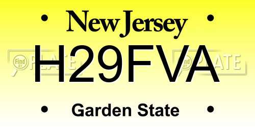 H29FVA New Jersey License Plate