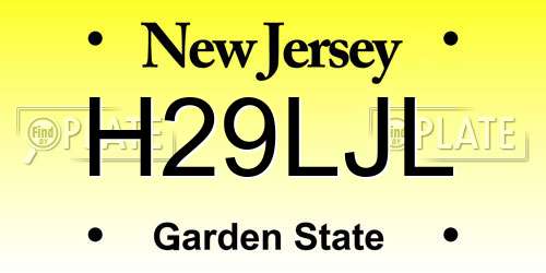 H29LJL New Jersey License Plate