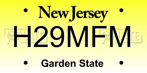 H29MFM New Jersey License Plate