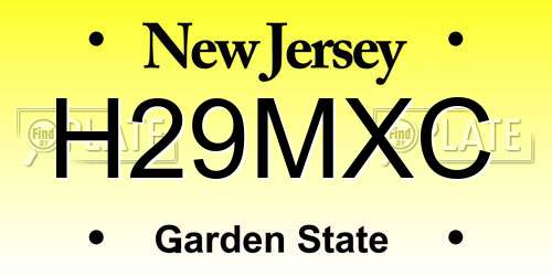 H29MXC New Jersey License Plate