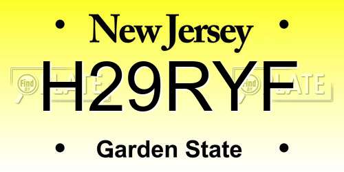H29RYF New Jersey License Plate