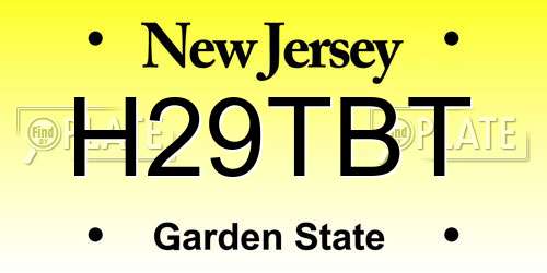H29TBT New Jersey License Plate