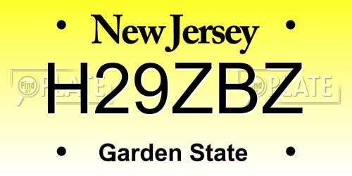 H29ZBZ New Jersey License Plate