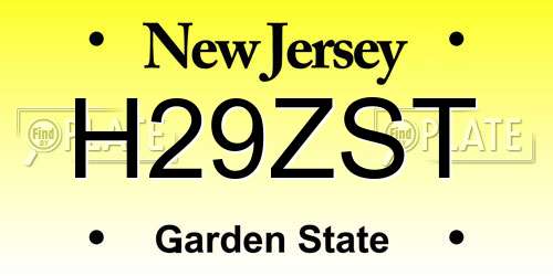 H29ZST New Jersey License Plate