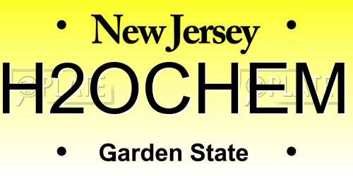H2OCHEM New Jersey License Plate