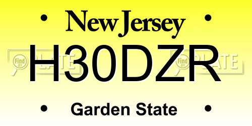 H30DZR New Jersey License Plate