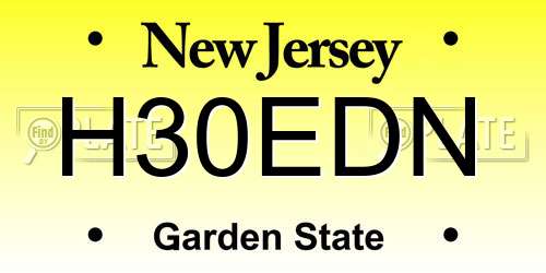 H30EDN New Jersey License Plate