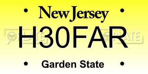 H30FAR New Jersey License Plate