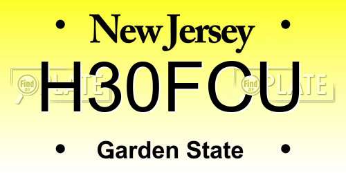 H30FCU New Jersey License Plate