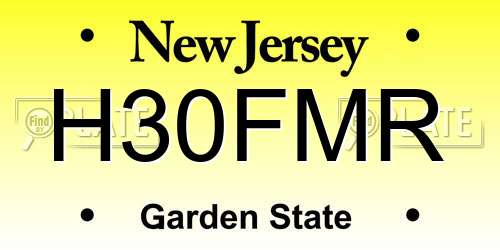 H30FMR New Jersey License Plate