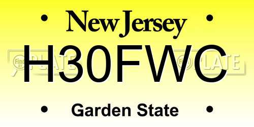 H30FWC New Jersey License Plate