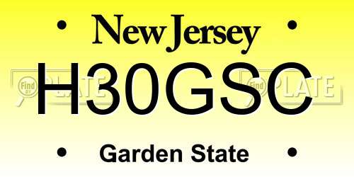 H30GSC New Jersey License Plate