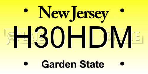H30HDM New Jersey License Plate