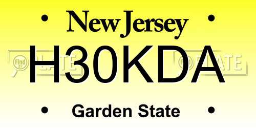 H30KDA New Jersey License Plate