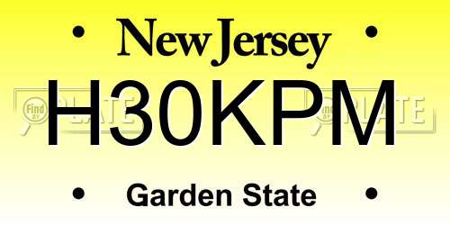 H30KPM New Jersey License Plate