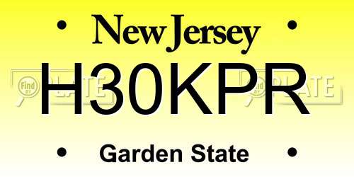 H30KPR New Jersey License Plate