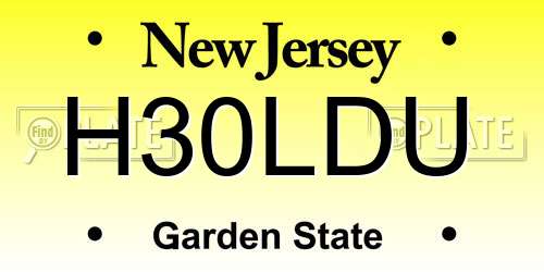 H30LDU New Jersey License Plate