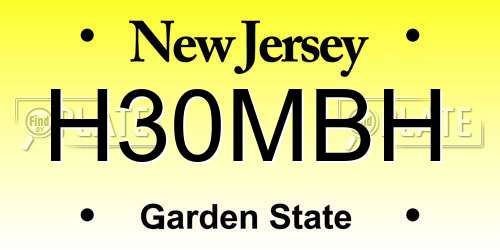 H30MBH New Jersey License Plate