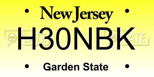 H30NBK New Jersey License Plate