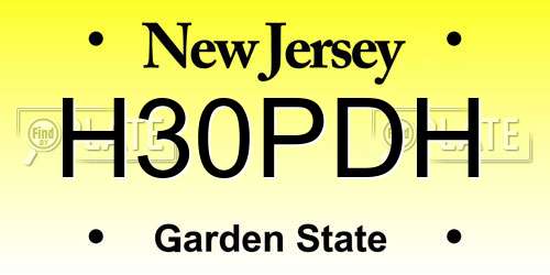 H30PDH New Jersey License Plate