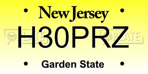 H30PRZ New Jersey License Plate