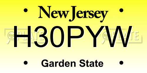 H30PYW New Jersey License Plate