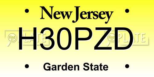 H30PZD New Jersey License Plate