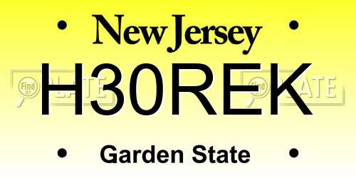 H30REK New Jersey License Plate