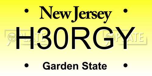 H30RGY New Jersey License Plate