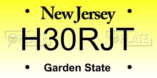 H30RJT New Jersey License Plate