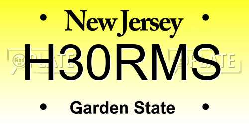 H30RMS New Jersey License Plate