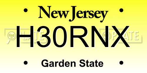 H30RNX New Jersey License Plate