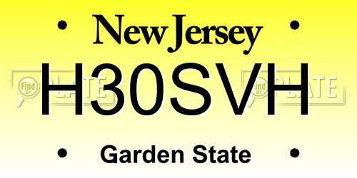H30SVH New Jersey License Plate