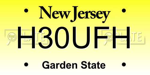 H30UFH New Jersey License Plate