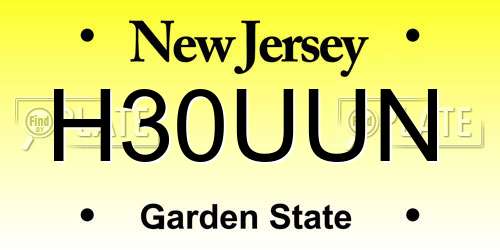 H30UUN New Jersey License Plate