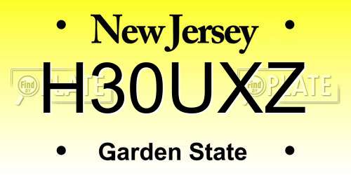 H30UXZ New Jersey License Plate
