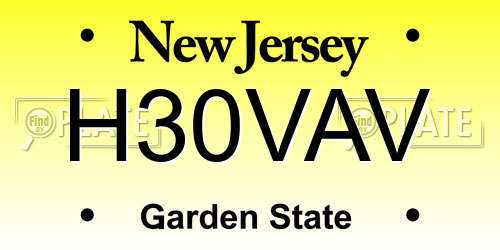 H30VAV New Jersey License Plate