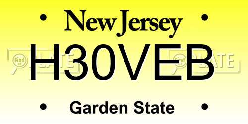 H30VEB New Jersey License Plate