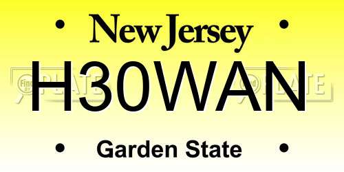 H30WAN New Jersey License Plate