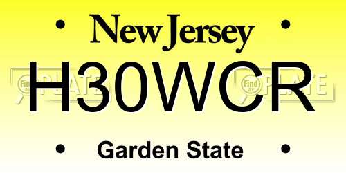 H30WCR New Jersey License Plate