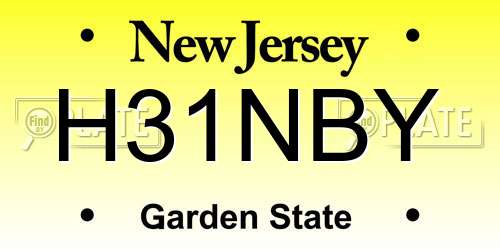 H31NBY New Jersey License Plate