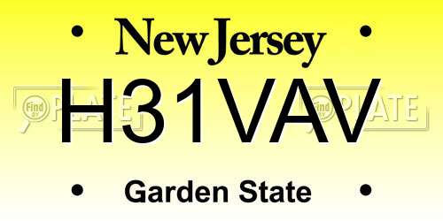 H31VAV New Jersey License Plate