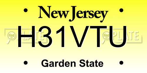 H31VTU New Jersey License Plate