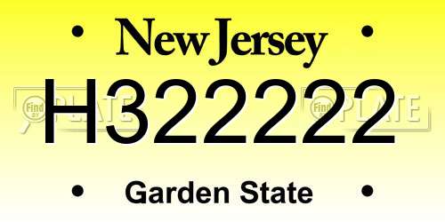 H322222 New Jersey License Plate