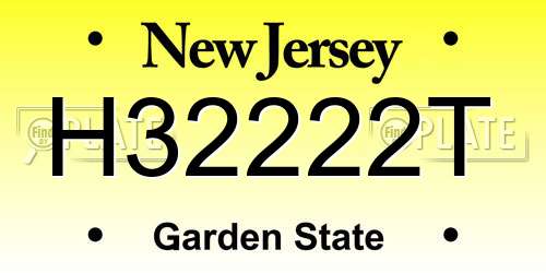 H32222T New Jersey License Plate