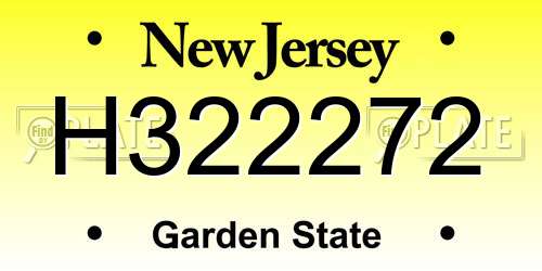 H322272 New Jersey License Plate