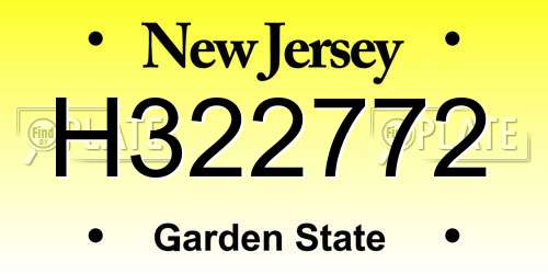 H322772 New Jersey License Plate