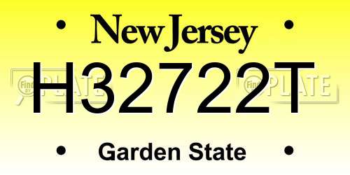 H32722T New Jersey License Plate