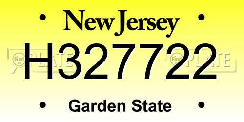 H327722 New Jersey License Plate