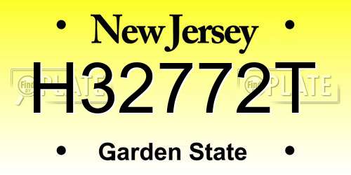 H32772T New Jersey License Plate